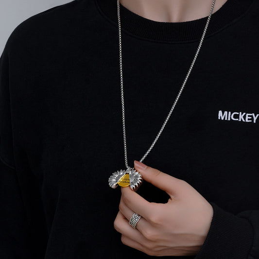 Creative Openable Sunflower Pendant Necklace Fashion Letter Jewelry Gift