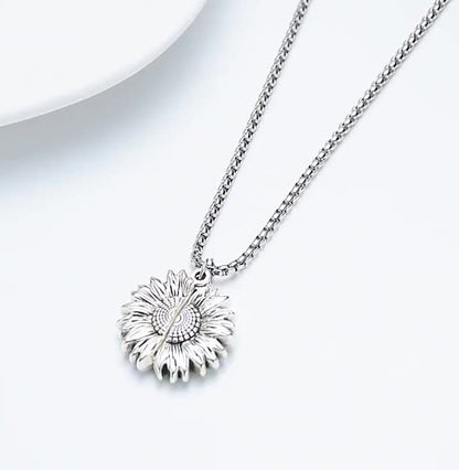 Creative Openable Sunflower Pendant Necklace Fashion Letter Jewelry Gift