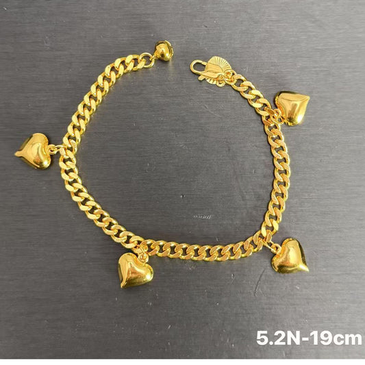 Lovely Multi Hearts 24K Gold Filled Jewelry Bracelet,Woman Accessories Fashion Creative Gift