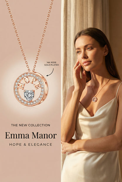 Emma Manor Necklace For Women 18k Gold Plated 925 Silver 5A Zirconia Diamond Hope Pendant Necklace