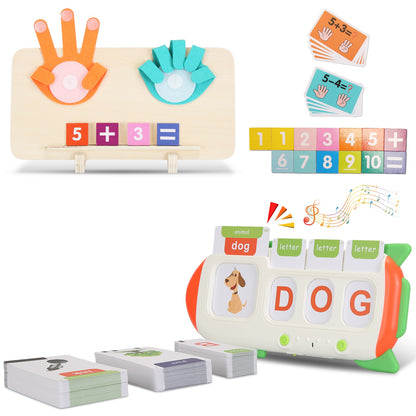 Talking Flash Cards And Finger Counting Math Board Interactive Learning Toys For Kids Aged Over 3  Number Alphabet Words Song Learning